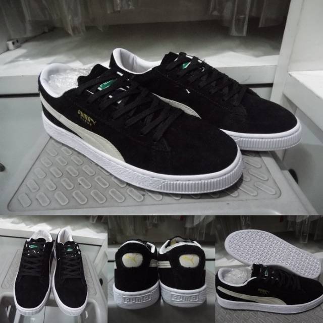 Jual Sepatu Puma Suede Kets Sneakers Classics Black White Ahitam Putih Shopee Indonesia