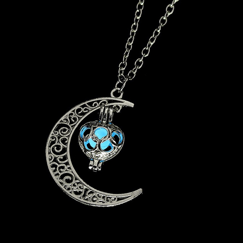 Kalung Lapis Silver Desain Naga Luminous Glow In The Dark Untuk Pria Dan Wanita