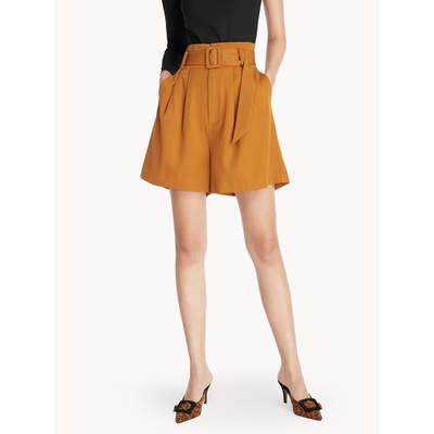 Pomelo High Waist Belted Shorts Orange / Pomelo HW Celana 3/4 Oranye Size M