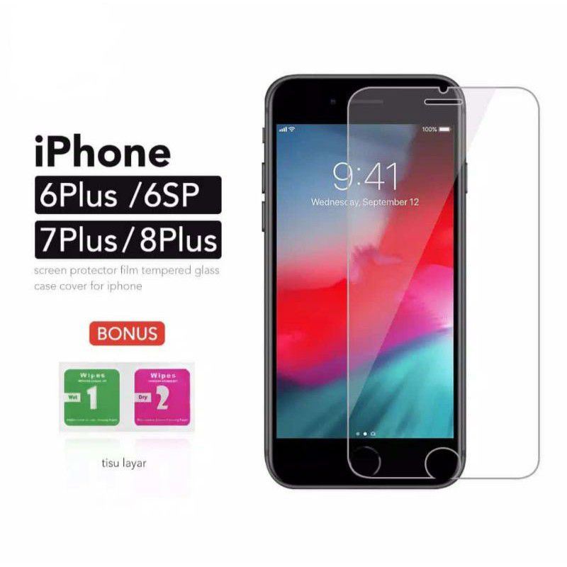 Tempered Glass Iphone 6+ Iphone 6S+ Iphone 7+ Iphone 8+ Pelindung Layar Anti Gores Bening 0.3Mm