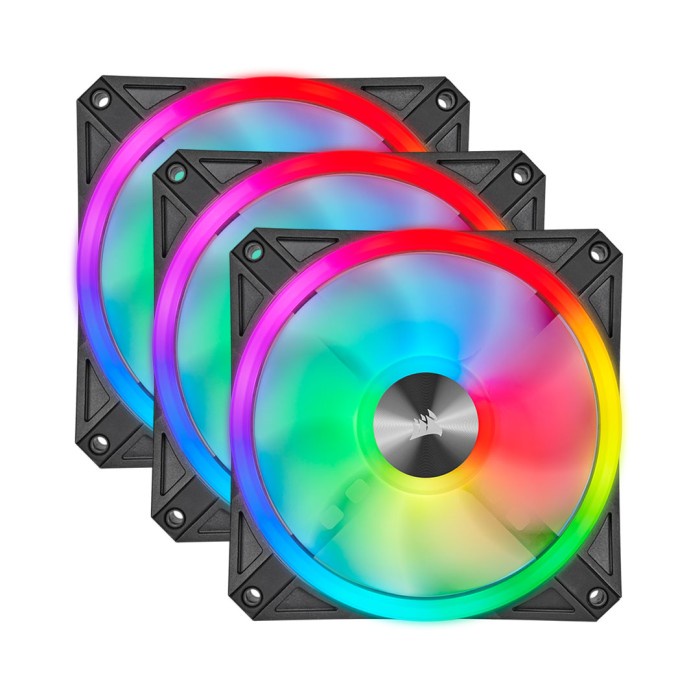 iCUE QL120 RGB 120mm PWM Triple Fan with Lighting Node CORE - Hitam