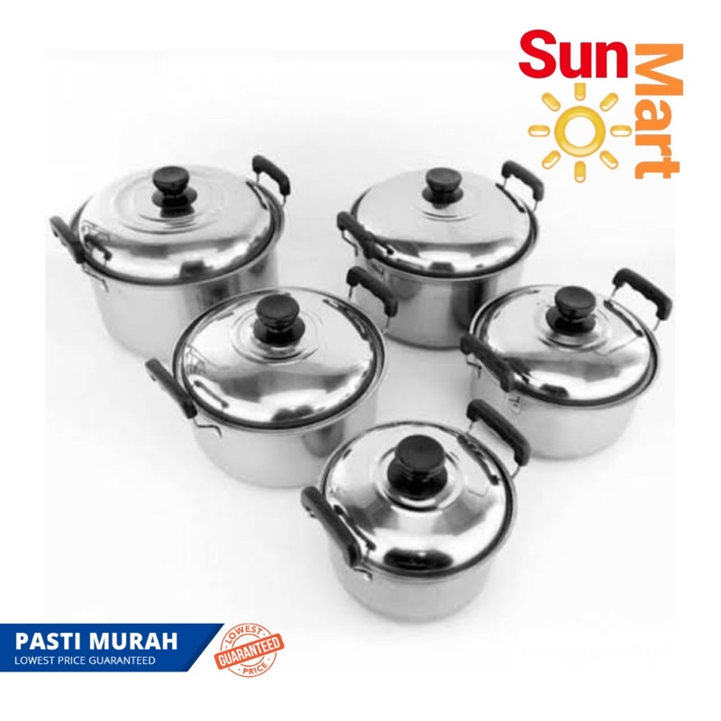 Panci Set Stainless steel isi 5 pcs