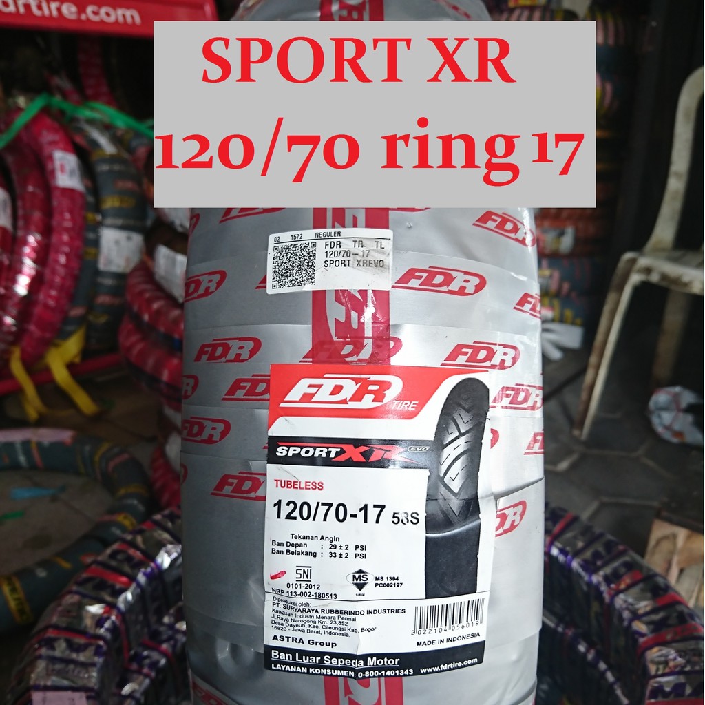 Ban Motor FDR Sport XR EVO 120/70 ring 17 CBR Vixion NVA NVL Xabre Jupiter MX King GSX CB 150 R