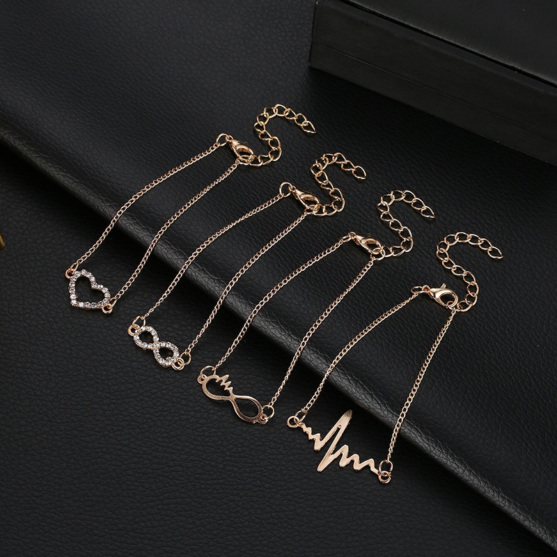 [ACKER] 4Pcs Beat Line Mask Dalam Set Gelang Bentuk Hati Untuk Wanita