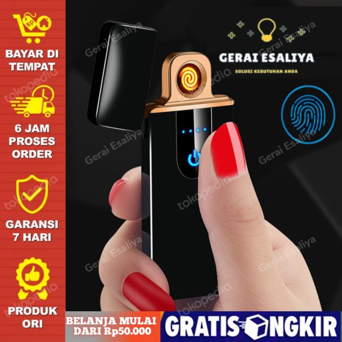 Firetric Korek Api Electrik Fingerprint Sensor LED MG-517 BLACK