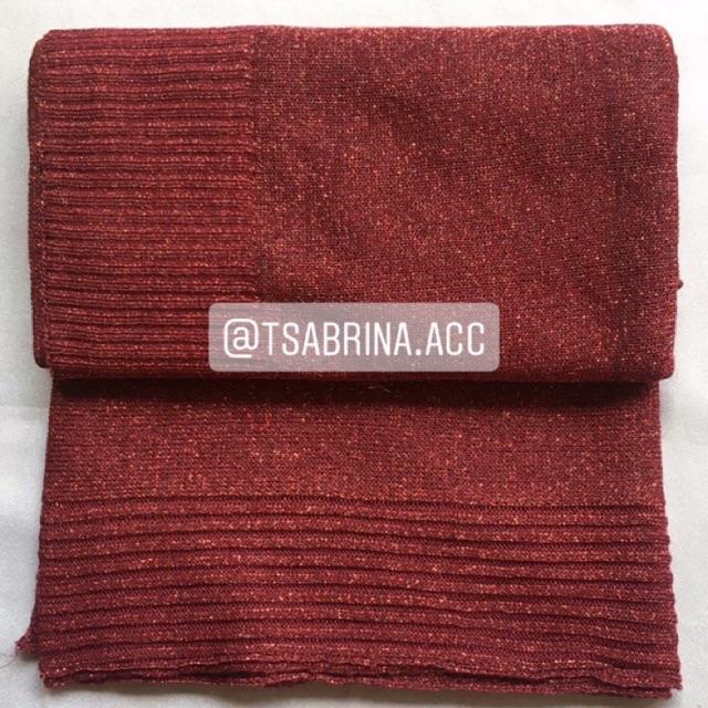pasmina gliter rajut premium | kerudung pashmina pengantin-maroon