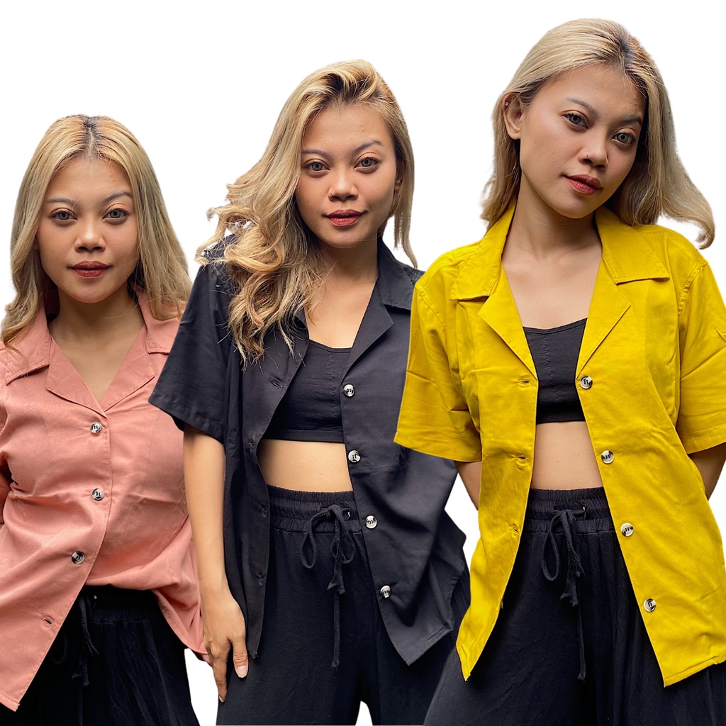 kemeja rayon polos wanita kemeja lengan pendek