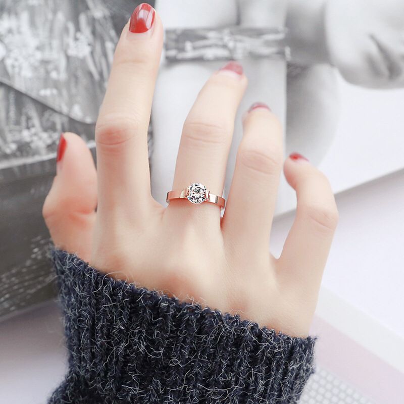 Cincin TITANIUM 100% Permata Anti Karat dan Luntur/Cincin Wanita KOREA/Cincin Tunangan/Cincin Nikah Emas TITANIUM