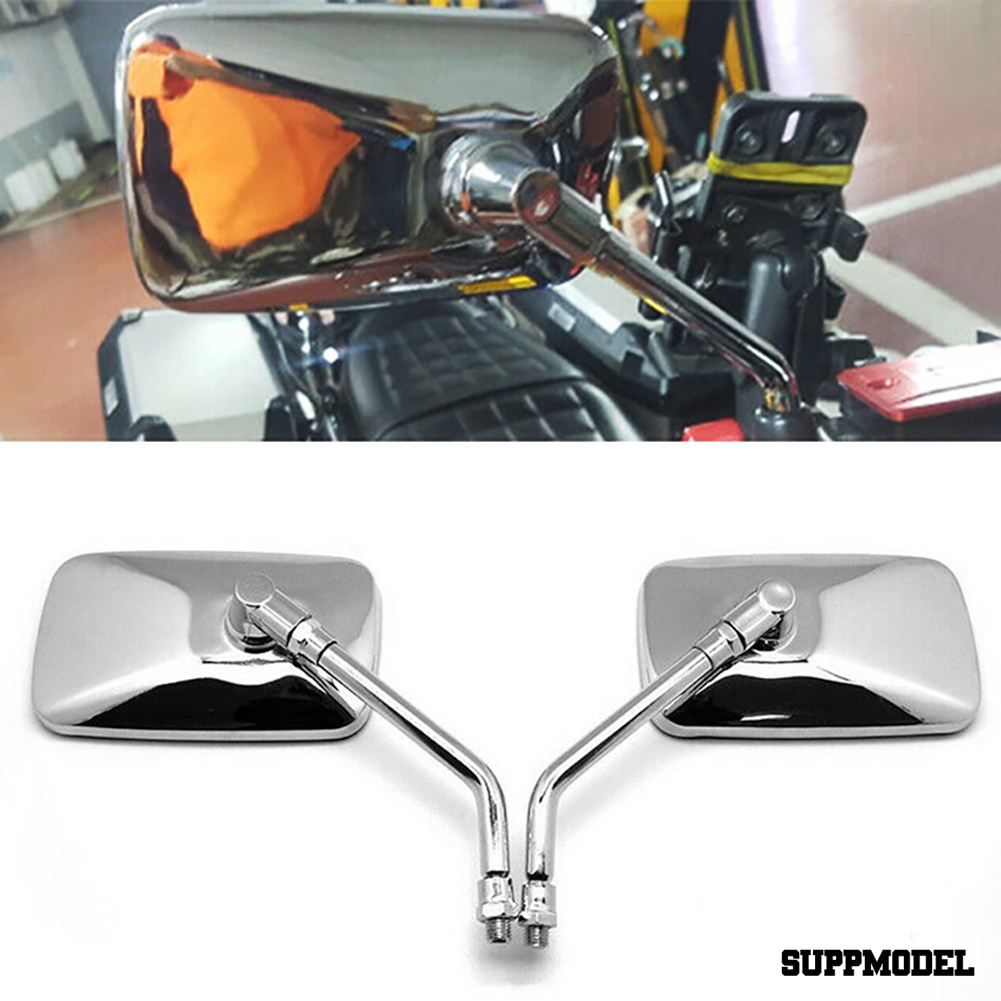 SPM 2Pcs 10mm Universal Rectangle Shaped Motorcycle Handlebar Rear View Side Mirrors