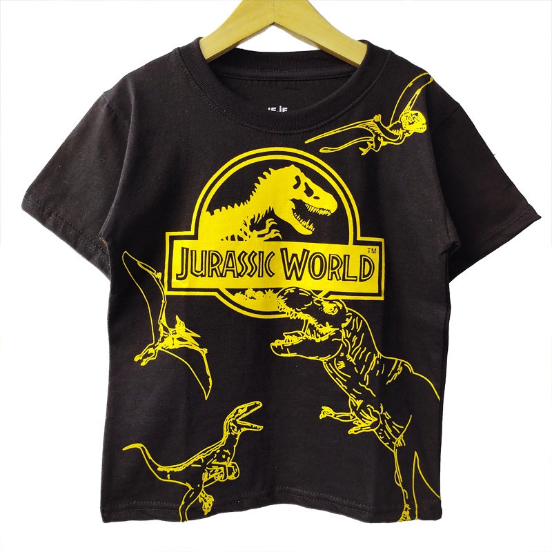 Kaos anak jurasic world glitter emas