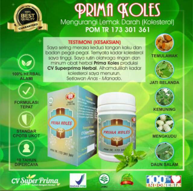 Obat HERBAL KOLESTROL PRIMA KOLES POM TR OBAT KOLESTROL