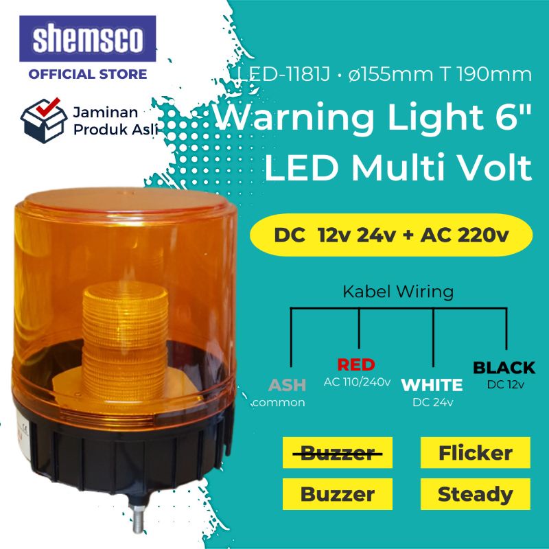 Jual DC 12v 24v AC 220v Warning Light LED Flicker Steady Buzzer Rotary