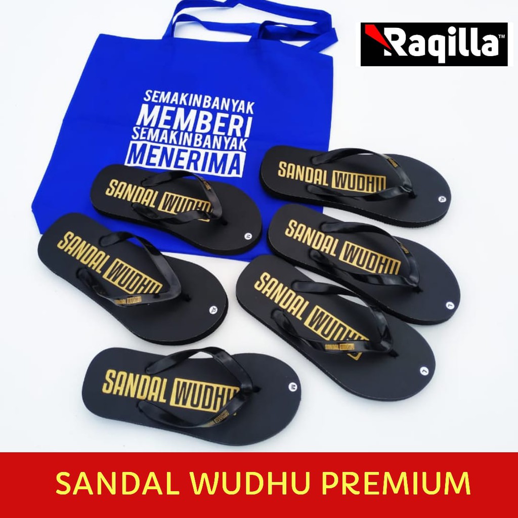 Paket 10 sett/psg Sandal Wudhu Masjid Sablon Gold PREMIUM