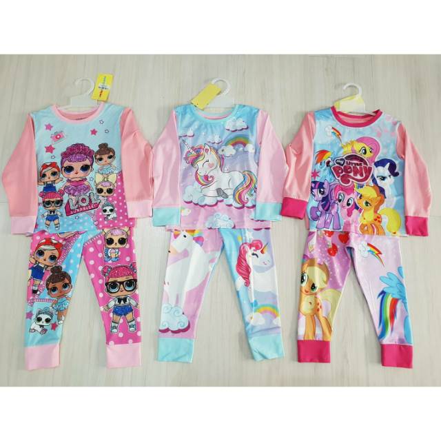 Baju Tidur Lampu JW 189/Baju Tidur LoL/Baju Tidur Unicorn/Baju Tidur Pony/Baju Tidur Anak Perempuan