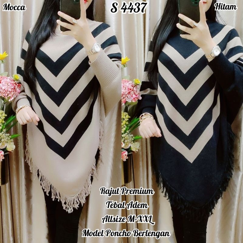 S 4437 #Atasan Poncho Rajut Premium V