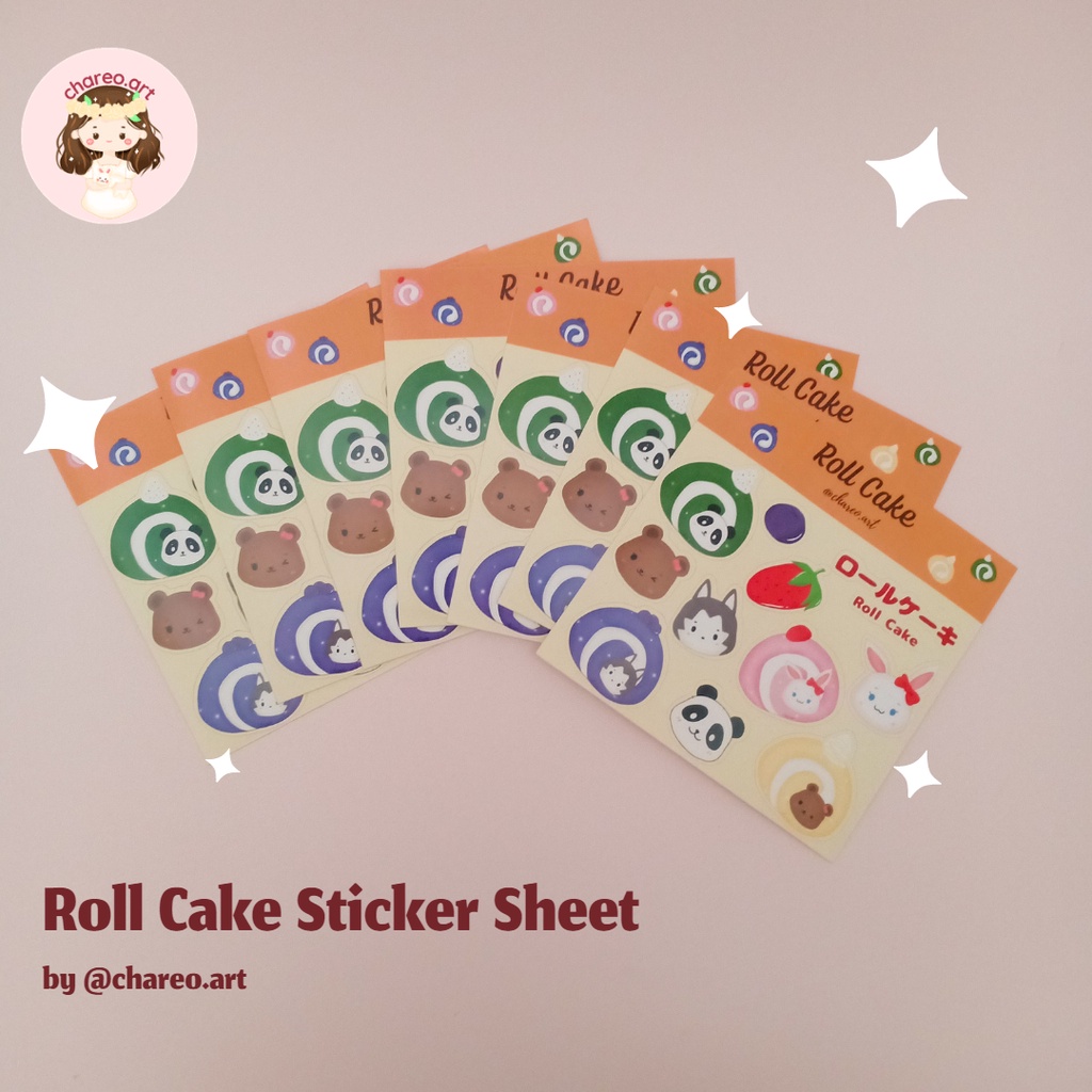 

Roll Cake Sticker Sheet by @chareo.art (sticker makanan lucu)