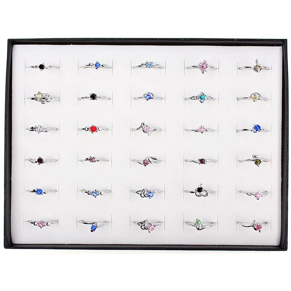 Timekey 30pcs Cincin Lapis Silver Dengan Berlian Imitasi Untuk Wanita A6K1