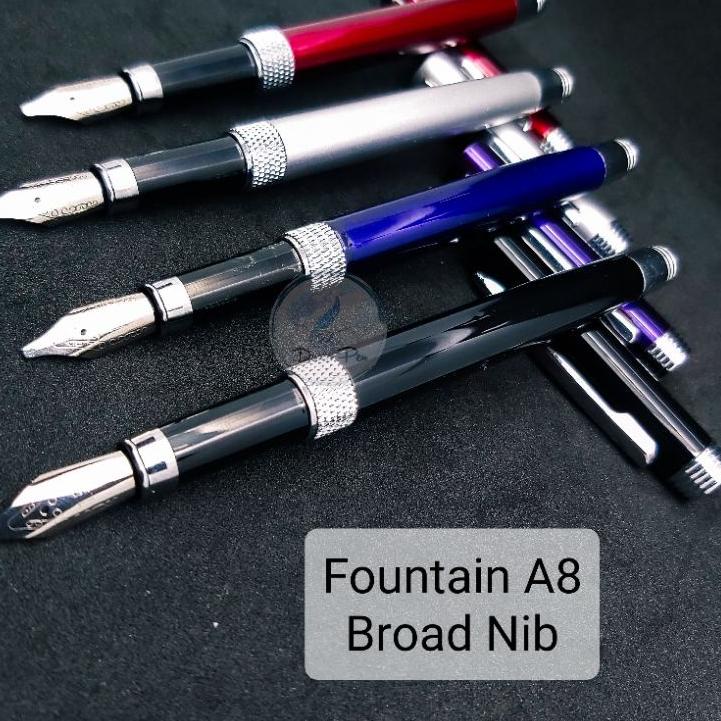

(PROMO YGW40) Pena Kaligrafi A8, Fountain Pen Broad Nib A8, Nib Lebar 1.5mm , Bisa Custom Grafir Nama / Logo ✾