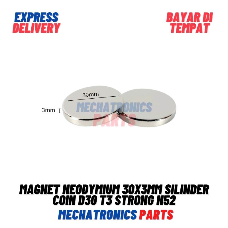 Magnet Neodymium 30x3mm Silinder Coin D30 T3 Strong N52