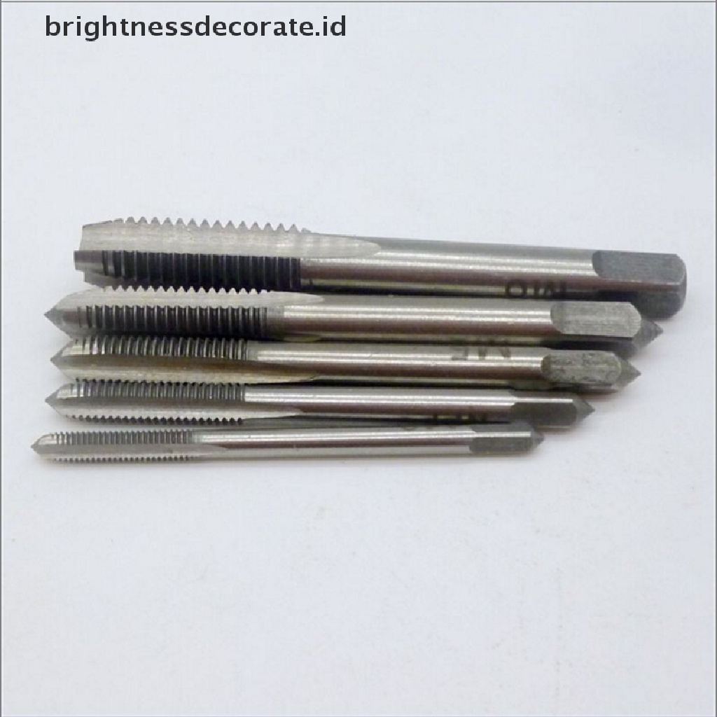 5pcs / Set Alat Tapping Tangan Lurus Flute M3 M4 M5 M6 M8 3mm - 8mm