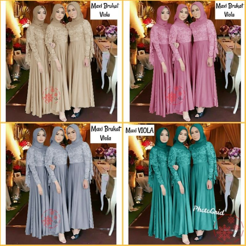 NC - Maxi Viola/Maxi Dress Muslim/Gamis Wanita Muslim/Gaun Pesta Muslim/Gamis Brukat