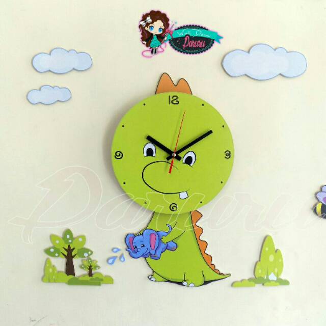 Jam dinding unik lucu - DIY wall clock kode Dino