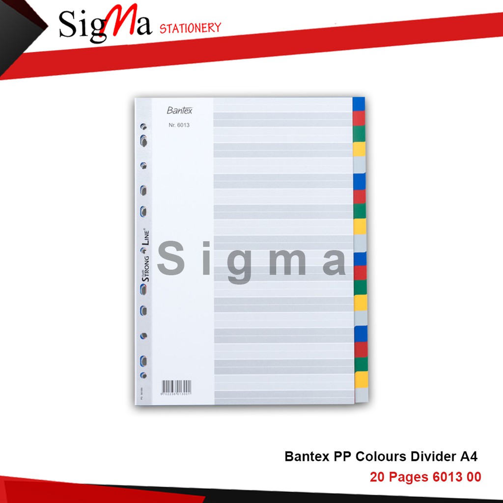 

Bantex PP Colour Divider A4 (20 pages) #6013 00