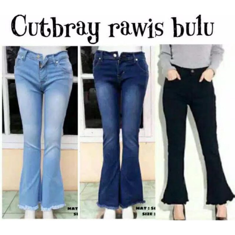 Celana Jeans Cutbray 27-34 Jumbo Rawis Wanita 4 Warna Bahan Softjeans Strecth Melar