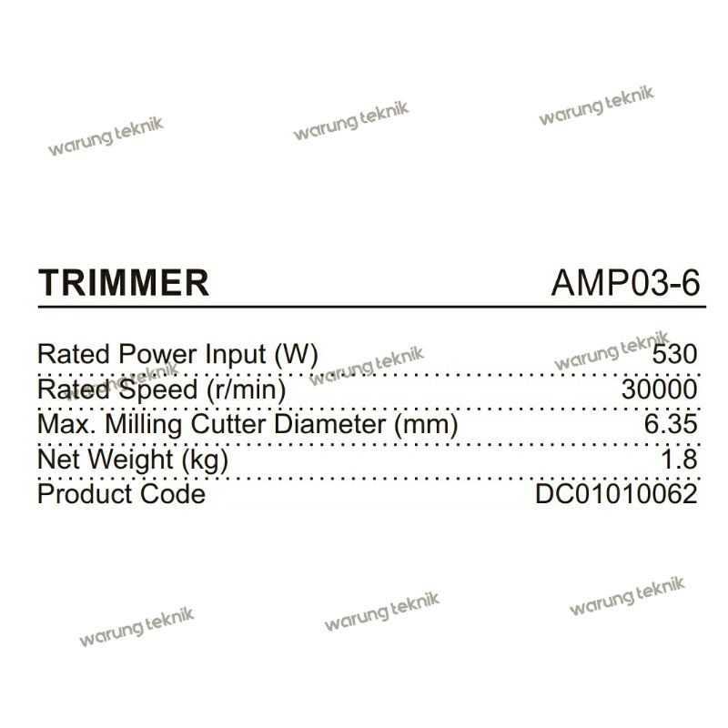 DCA AMP03-6 MESIN PROFIL TRIMMER ROUTER KAYU 6 MM