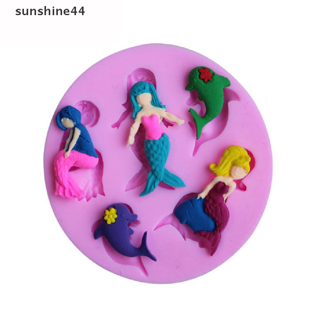 Sunshine Cetakan fondant / Cokelat Bentuk mermaid Bahan Silikon Untuk Dekorasi Kue