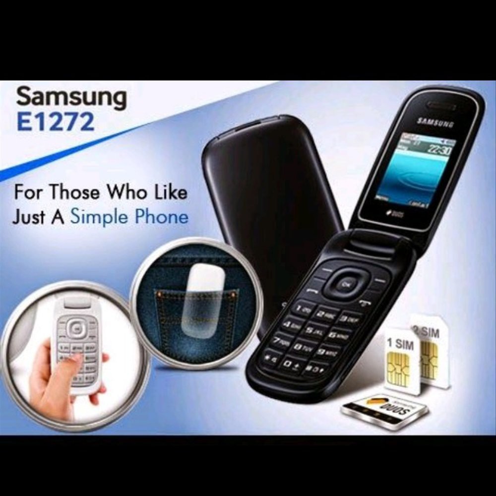 Samsung lipat flip Caramel GT-E1272 samsung murah Hp New bisa bahasa indonesia handphone-hitam