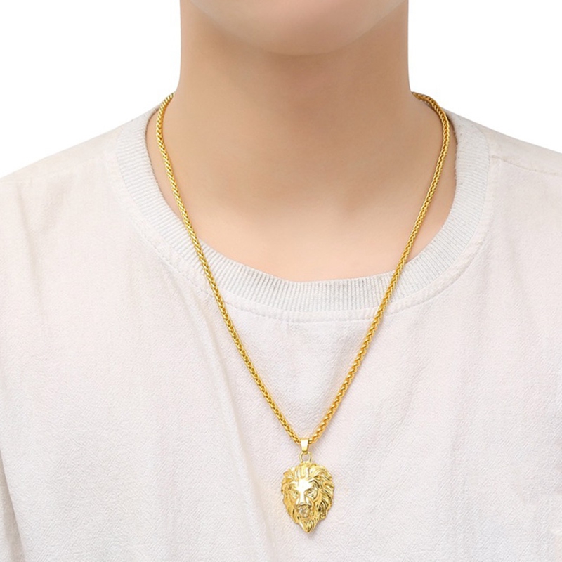 Men Lion Head Hip Hop Animal Necklace Pendent