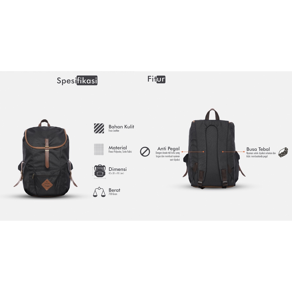 HOLIDAY BLACK |ManNeedMe x URBAN| Tas Ransel Punggung Pria Wanita Backpack ORIGINAL