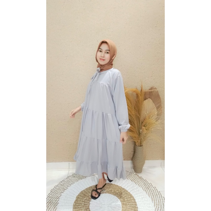 FN - Rachel Midi Dress / Long Tunik Wanita Terbaru / Gamis Polos Murah / OOTD Muslim / Kekinian