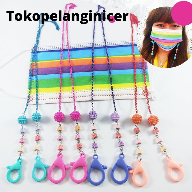 Strap Kalung Rantai Masker Kupu Korea -Lanyard Tali Strap Mask Kekinian Konektor Masker Hijab