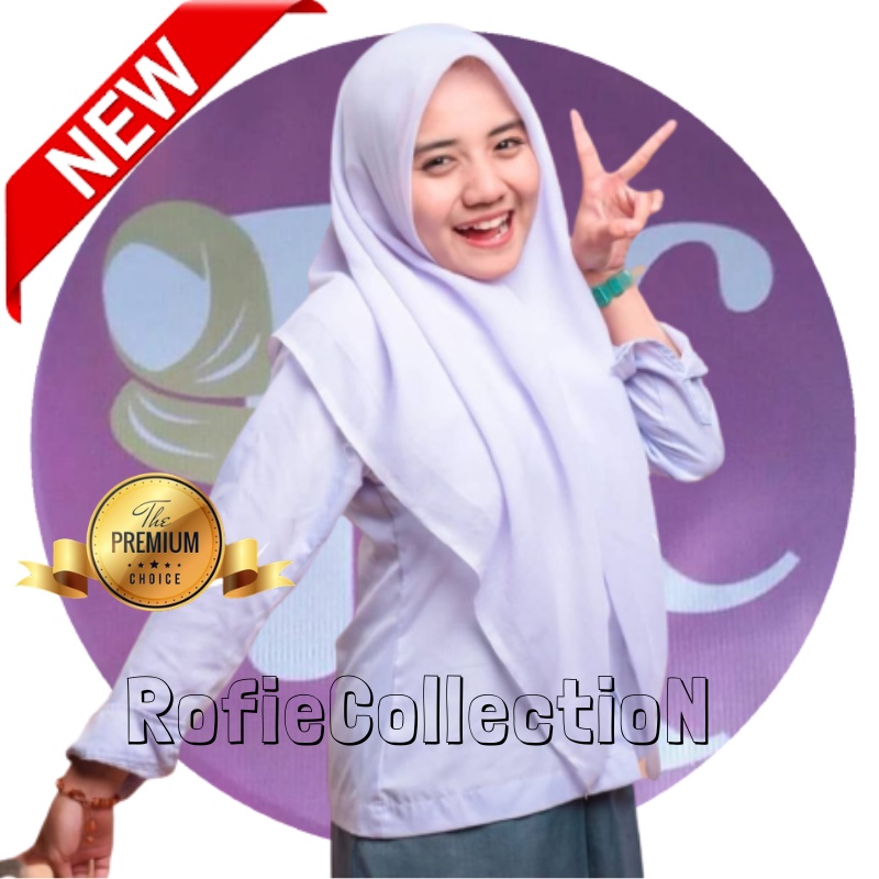 kerudung sekolah segi empat polos PREMIUM anak smp dan sma bahan katun polino ero tebal warna hitam 