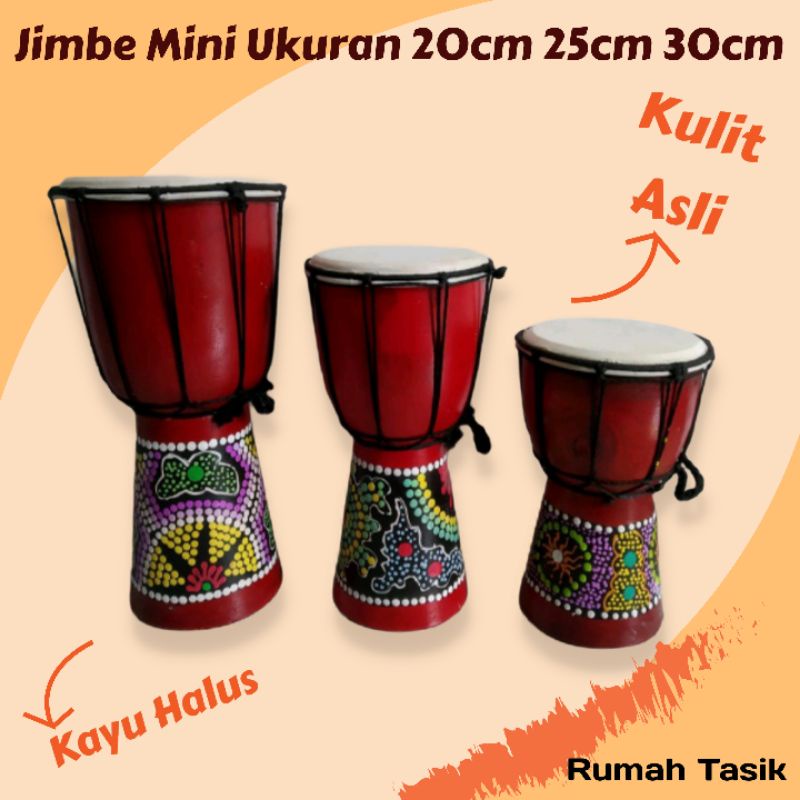 Jimbe Mini / Gendang Mini  Ukuran 30cm / Alat Musik Tradisional Motif Batik