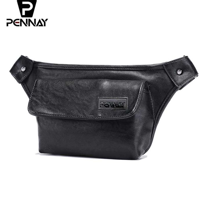Pennay Tas Slempang Kulit Pria Import V8077 Tas Slempang Fashion Korea - Hitam, 25x10x20CM