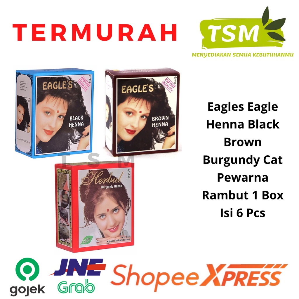 Eagles Eagle Henna Black Brown Burgundy Cat Pewarna Rambut 1 Box Isi 6 Pcs