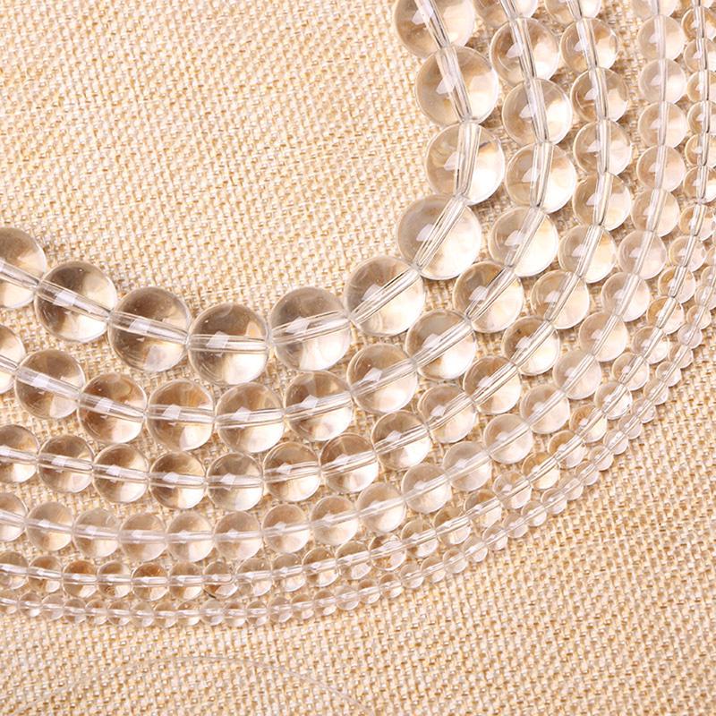 Round Natural White Crystal Stone Loose Spacer Beads Wholesale DIY Jewelry Accessories