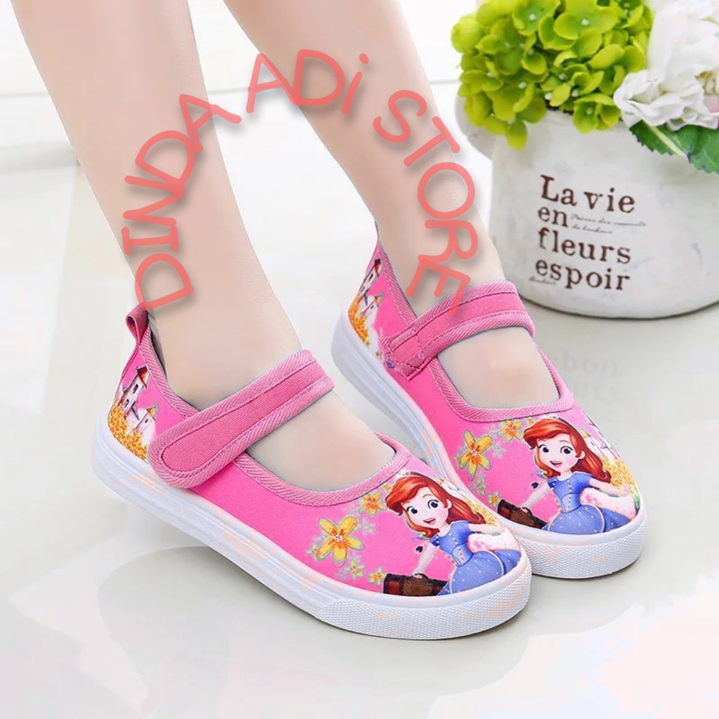 DINDA - sepatu anak perempuan terbaru 2020 slip on putri sofia warna biru dan pink ukuran 31-35
