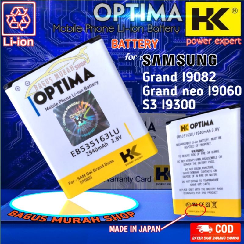 BATERAI / BATTERY / BATRE DOUBLE POWER FOR SAMSUNG I9082 GRAND i9060 GRAND NEO I9300 S3 EB535163LU