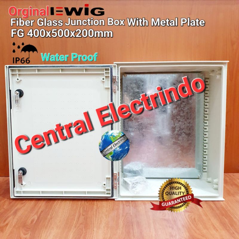 Fiber Glass Junction Box Panel FG 400×500×200mm EWIG With Metal Plate.