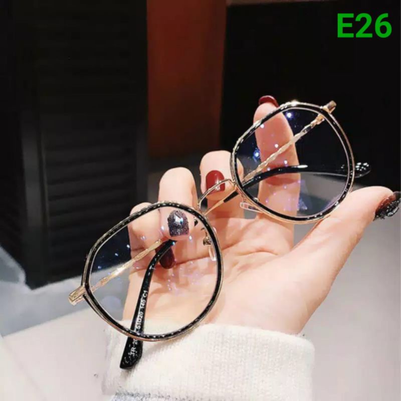 E ( E26 ) KACAMATA FRAME ANTI RADIASI RETRO FASHION WANITA / PRIA