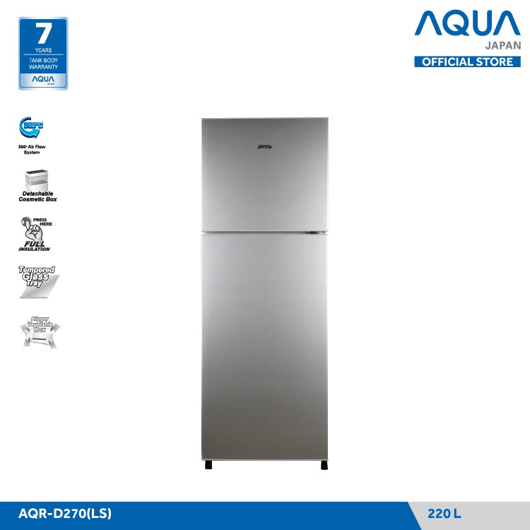 AQUA JAPAN Kulkas 2 Pintu AQR-D270(DS/LS) 220 Liter FREE ONGKIR (JABODETABEK)