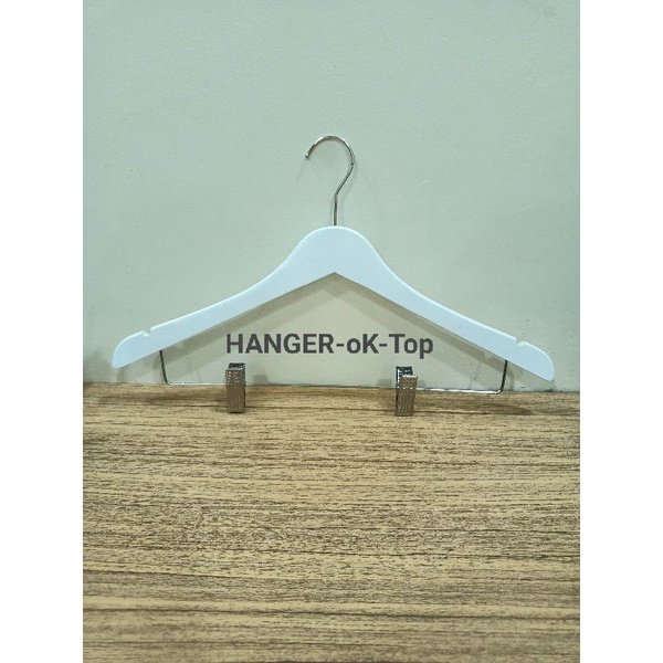 Hanger Kayu Palang Jepit Besi ( Warna Putih )