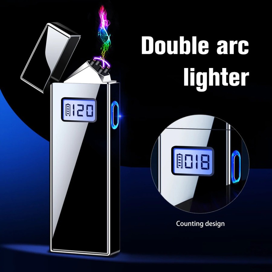 Korek Api Elektrik Pulse Plasma Cross Double Arc Lighter - JL619 - Black