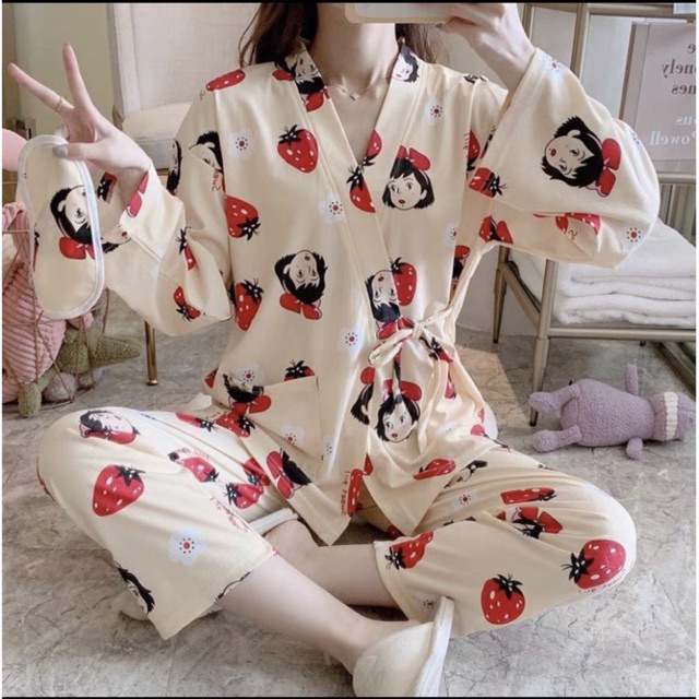 JC- Kimono Set Import PP / Piyama Set Kimono Wanita Import / Kimono set Import murah