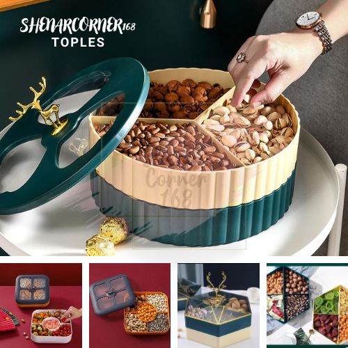 SHENAR TOPLES RUSA 2 dan 1 SUSUN FRUIT TRAY/TOPLES TEMPAT KUE MAKANAN LEBARAN/TOPLES PERMEN KACANG SNACK, SHENARCORNER168