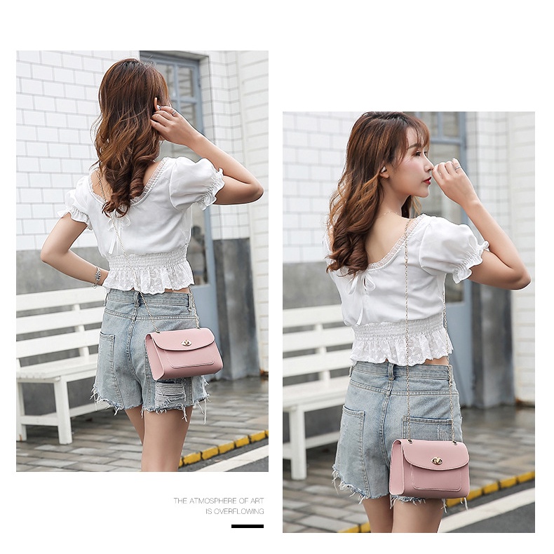 Tas Selempang Mini Wanita Klip Fashion Korean Style Tas Bahu Cewek Import Sling Bag PU Satu7an T79